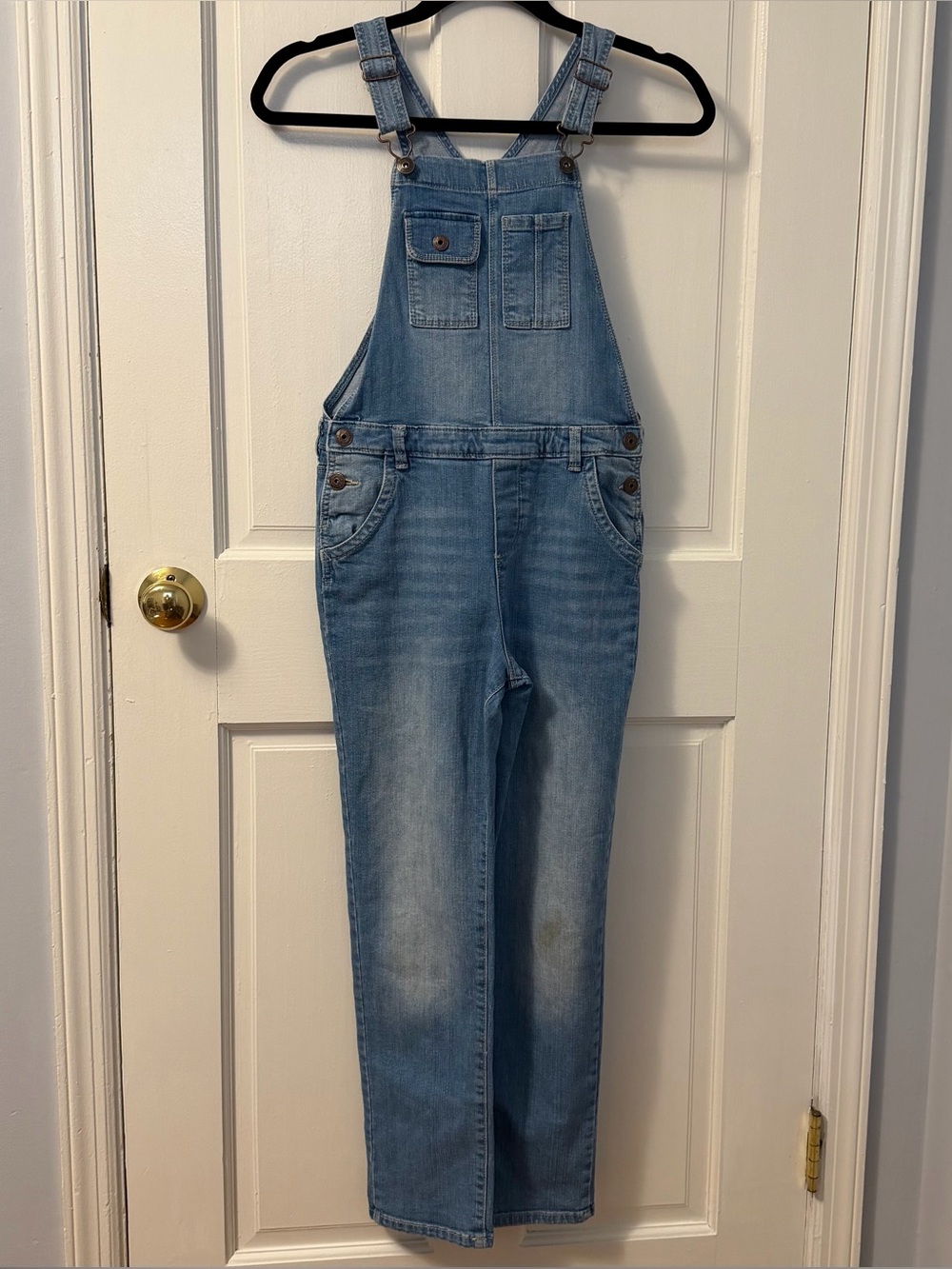 Oshkosh B’gosh Girls’ Light Wash Blue Denim Classic Bib Overalls, Size 12